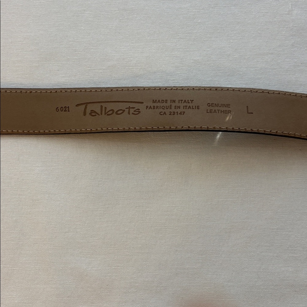 Talbots Brown Leather Belt with Gold Leaf Accent - large - Picture 4 of 7